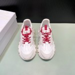Moncler Autumn Winter Leather Mesh Sneakers For Men And Women Red