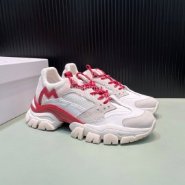 Moncler Autumn Winter Leather Mesh Sneakers For Men And Women Red