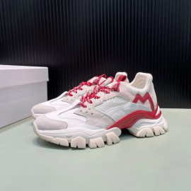 Moncler Autumn Winter Leather Mesh Sneakers For Men And Women Red