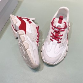 Moncler Autumn Winter Leather Mesh Sneakers For Men And Women Red