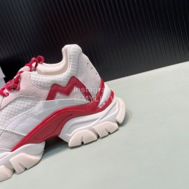 Moncler Autumn Winter Leather Mesh Sneakers For Men And Women Red