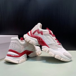 Moncler Autumn Winter Leather Mesh Sneakers For Men And Women Red