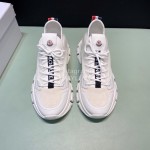Moncler Cowhide Mesh Sneakers For Men And Women White