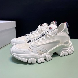 Moncler Cowhide Mesh Sneakers For Men And Women White