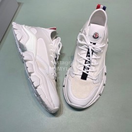 Moncler Cowhide Mesh Sneakers For Men And Women White