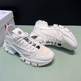 Moncler Cowhide Mesh Sneakers For Men And Women White