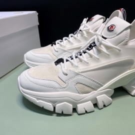 Moncler Cowhide Mesh Sneakers For Men And Women White