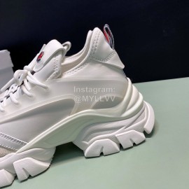 Moncler Cowhide Mesh Sneakers For Men And Women White