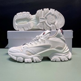 Moncler Cowhide Mesh Sneakers For Men And Women White