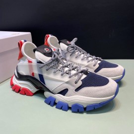 Moncler Cowhide Mesh Sneakers For Men And Women Navy