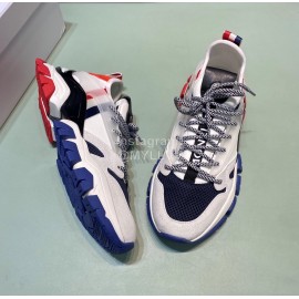 Moncler Cowhide Mesh Sneakers For Men And Women Navy