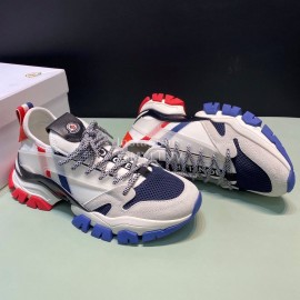 Moncler Cowhide Mesh Sneakers For Men And Women Navy