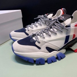 Moncler Cowhide Mesh Sneakers For Men And Women Navy