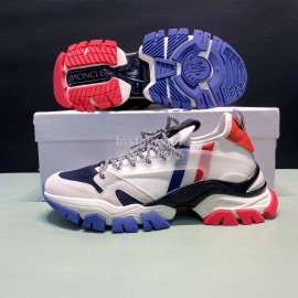 Moncler Cowhide Mesh Sneakers For Men And Women Navy