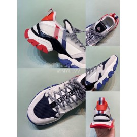 Moncler Cowhide Mesh Sneakers For Men And Women Navy