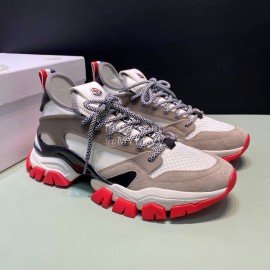 Moncler Cowhide Mesh Sneakers For Men And Women Gray