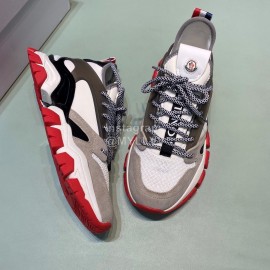 Moncler Cowhide Mesh Sneakers For Men And Women Gray