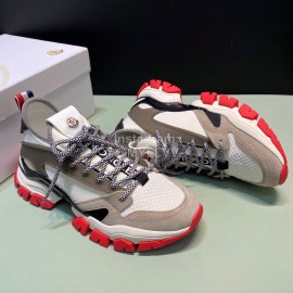 Moncler Cowhide Mesh Sneakers For Men And Women Gray