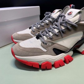 Moncler Cowhide Mesh Sneakers For Men And Women Gray