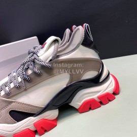 Moncler Cowhide Mesh Sneakers For Men And Women Gray