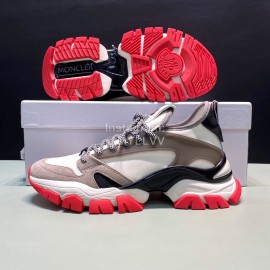 Moncler Cowhide Mesh Sneakers For Men And Women Gray