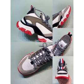 Moncler Cowhide Mesh Sneakers For Men And Women Gray