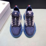 Moncler Cowhide Mesh Sneakers For Men And Women Blue