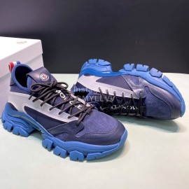Moncler Cowhide Mesh Sneakers For Men And Women Blue
