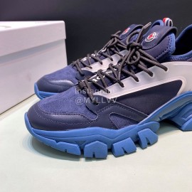 Moncler Cowhide Mesh Sneakers For Men And Women Blue