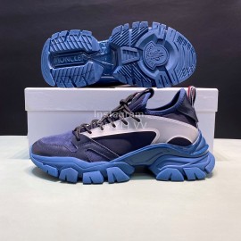 Moncler Cowhide Mesh Sneakers For Men And Women Blue