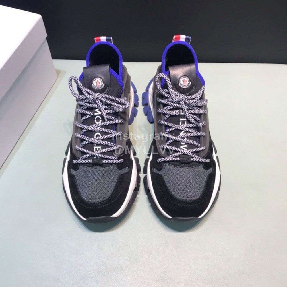 Moncler Cowhide Mesh Sneakers For Men And Women Black