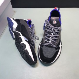 Moncler Cowhide Mesh Sneakers For Men And Women Black