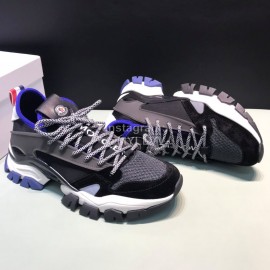 Moncler Cowhide Mesh Sneakers For Men And Women Black