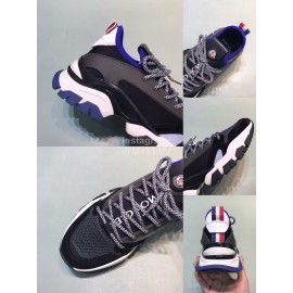 Moncler Cowhide Mesh Sneakers For Men And Women Black