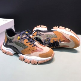 Moncler Cowhide Mesh Sneakers For Men And Women Brown