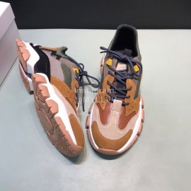 Moncler Cowhide Mesh Sneakers For Men And Women Brown