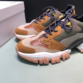 Moncler Cowhide Mesh Sneakers For Men And Women Brown