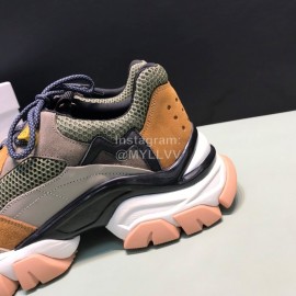 Moncler Cowhide Mesh Sneakers For Men And Women Brown