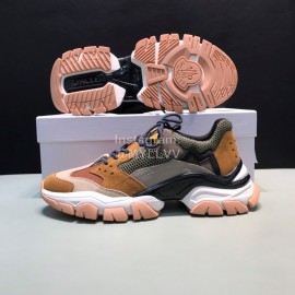 Moncler Cowhide Mesh Sneakers For Men And Women Brown