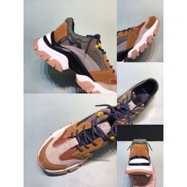 Moncler Cowhide Mesh Sneakers For Men And Women Brown