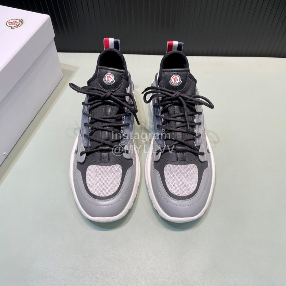 Moncler Mesh Cowhide Sneakers For Men Gray