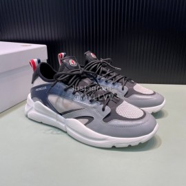 Moncler Mesh Cowhide Sneakers For Men Gray