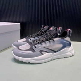 Moncler Mesh Cowhide Sneakers For Men Gray