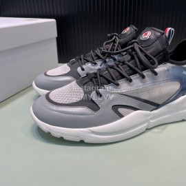 Moncler Mesh Cowhide Sneakers For Men Gray