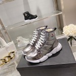 Moncler Fashion Waterproof Down Thick Bottom High Top Shoes Silver