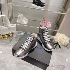 Moncler Fashion Waterproof Down Thick Bottom High Top Shoes Silver