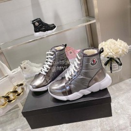 Moncler Fashion Waterproof Down Thick Bottom High Top Shoes Silver