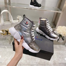 Moncler Fashion Waterproof Down Thick Bottom High Top Shoes Silver