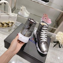 Moncler Fashion Waterproof Down Thick Bottom High Top Shoes Silver