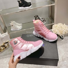 Moncler Fashion Waterproof Down Thick Bottom High Top Shoes Pink